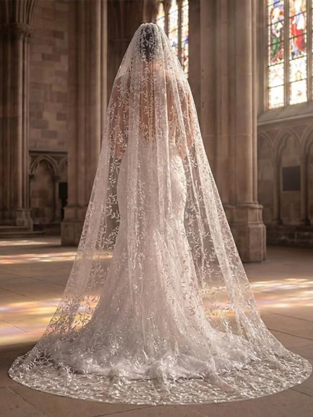 Wedding Veil Long Branch Leaves